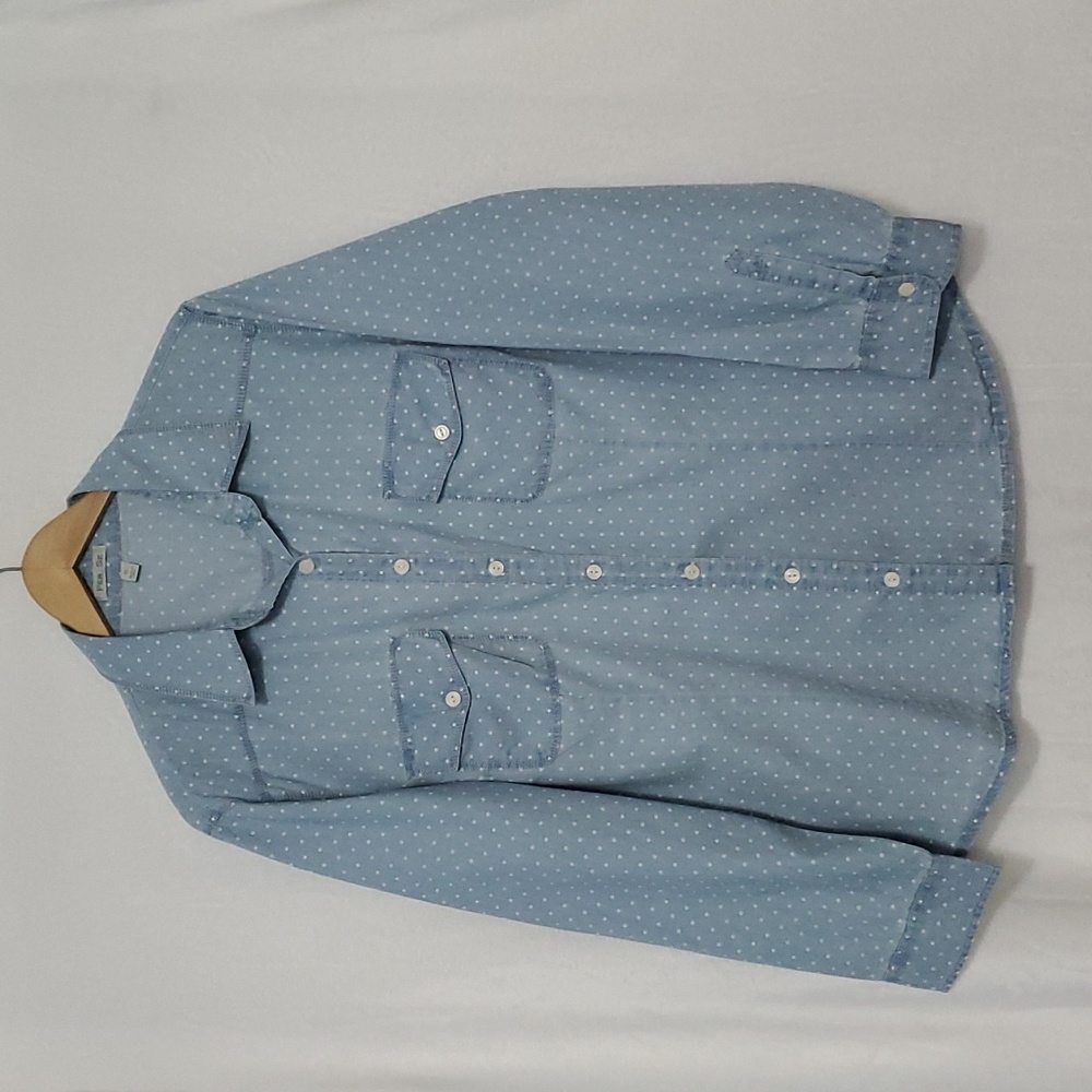Per Se Blue and White Button Down Shirt Size 1X
